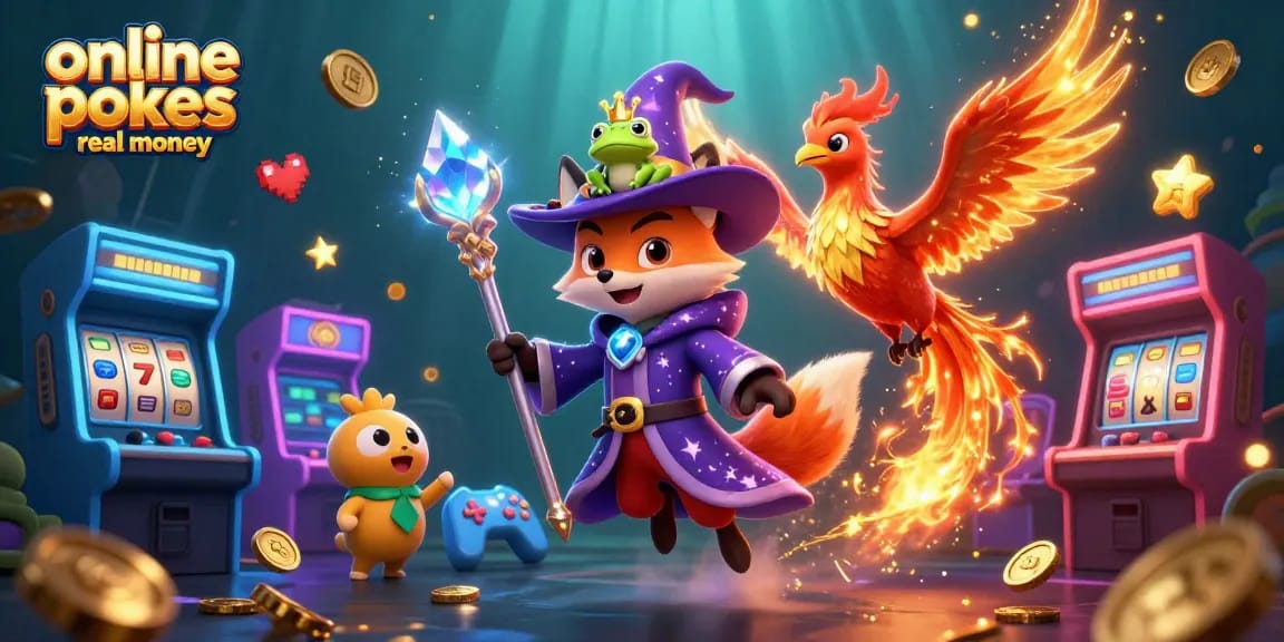 Play online pokies real money with vibrant 3D casino characters and slot elements in an immersive scene.