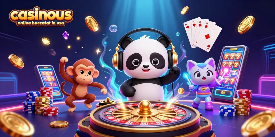 Experience exciting gameplay with casinous online baccarat in usa amidst vibrant characters and casino elements.