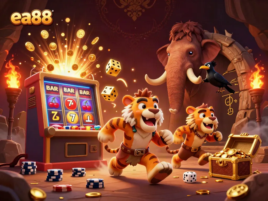 Spin the reels at ea88 with vibrant 3D cartoon characters and dynamic casino elements.