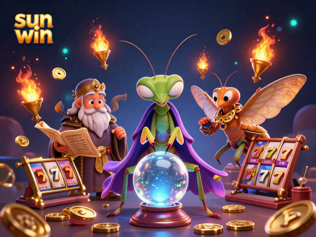 A captivating sun win scene featuring 3D characters, vibrant gaming elements, and rich details illustrating casino excitement.